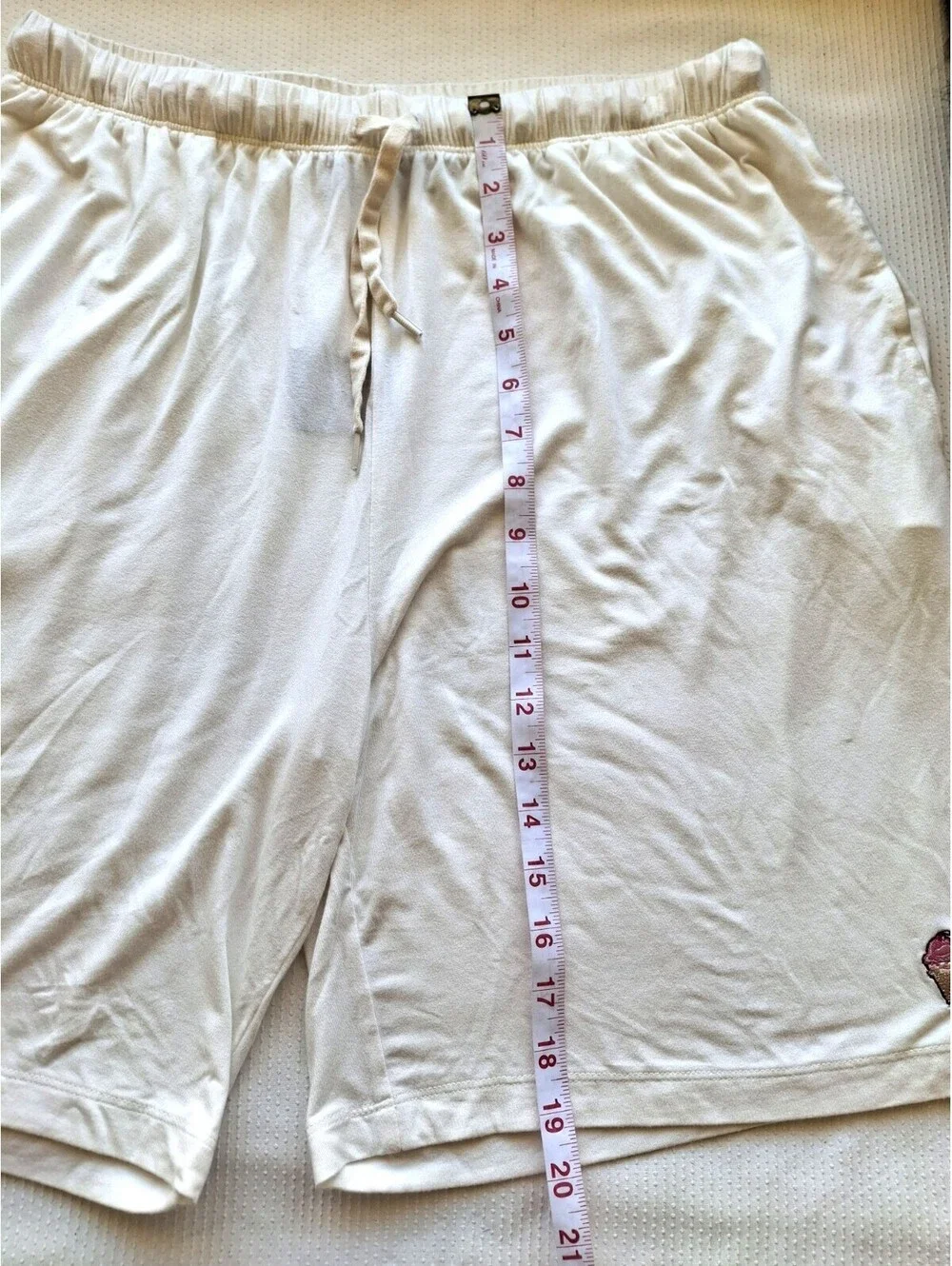 Jared Lang XL Pajama Shorts White Ice Cream Embroidered Viscose JSH-4106